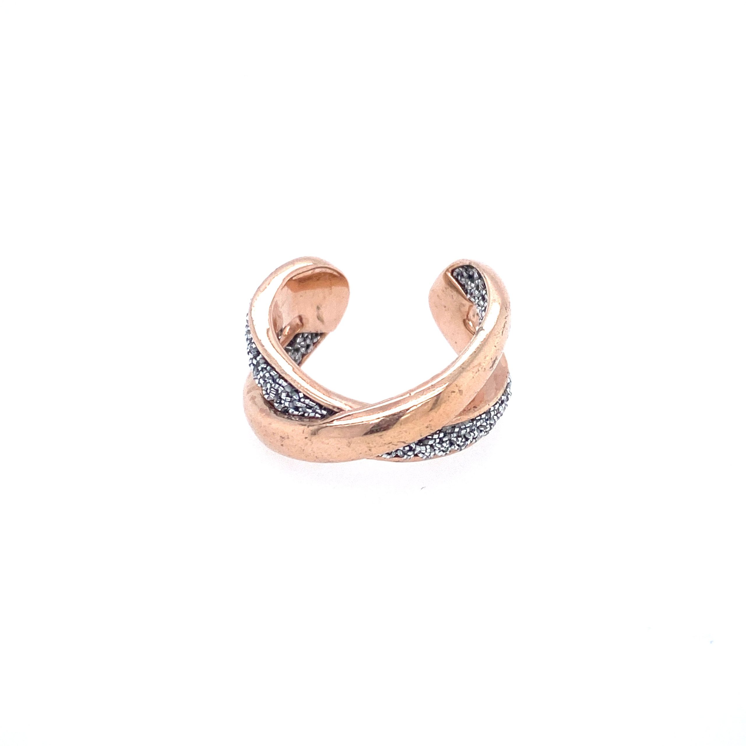 Rose Gold Open Ended Ring with Silver Mesh