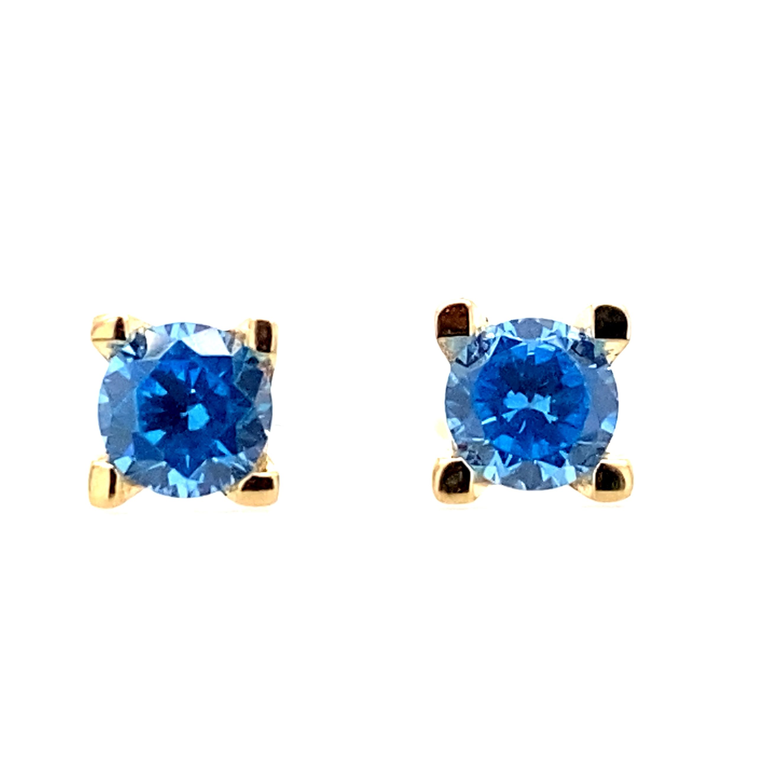 Light blue Color CZ and gold earrings
