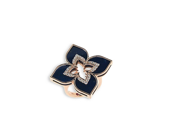 Roberto Coin 18K Rose Gold Venetian Princess Lapis & Diamond Flower Statement Ring-Jewelry & Accessories