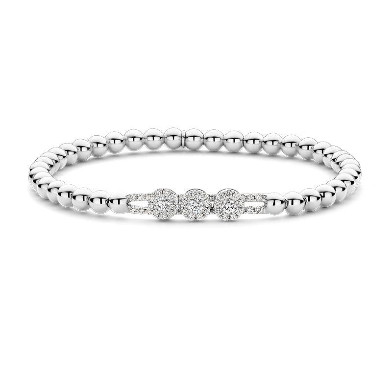 Hulchi Belluni 18K White Gold 0.71ctw Diamond 3 Station Slider Stretch Bracelet- 20352ACH-WW