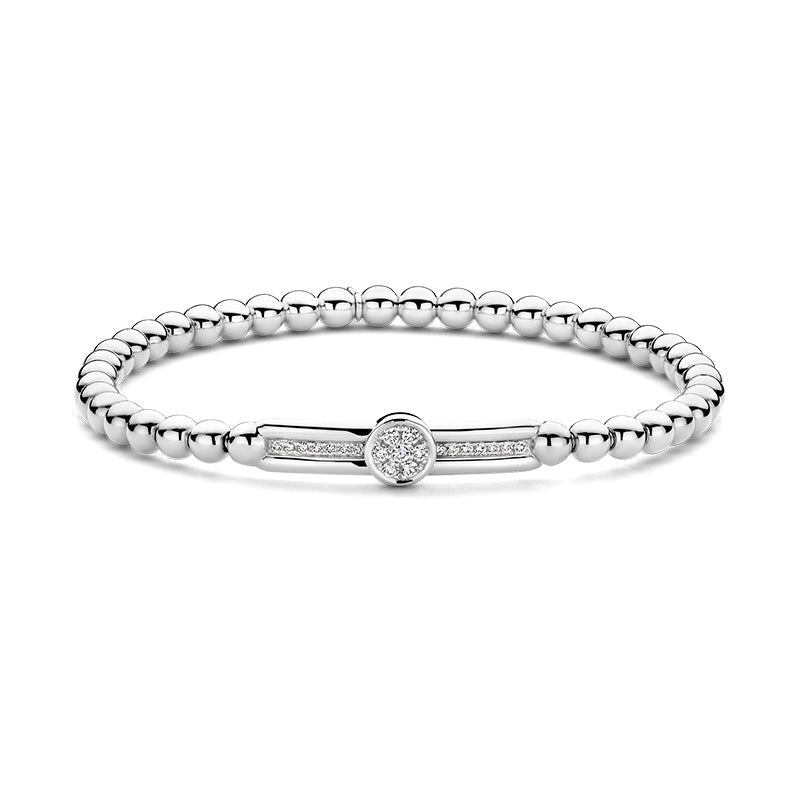 Hulchi Belluni 18K White Gold 0.20ctw Diamond Disc Stretch Bracelet- 20353-WW