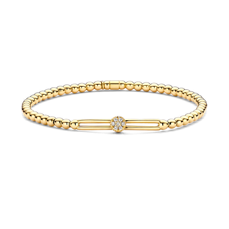 Hulchi Belluni 18K Yellow Gold Single Station Stretch Bracelet- 20357E-YW