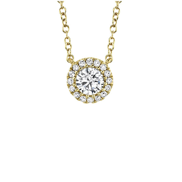 Shy Creation 14k Yellow Gold 0.20ctw Diamond Halo Necklace - SC55005793