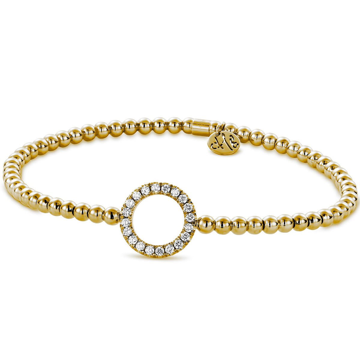 18K YELLOW GOLD DIAMOND CIRCLE STRETCH BRACELET .28CT