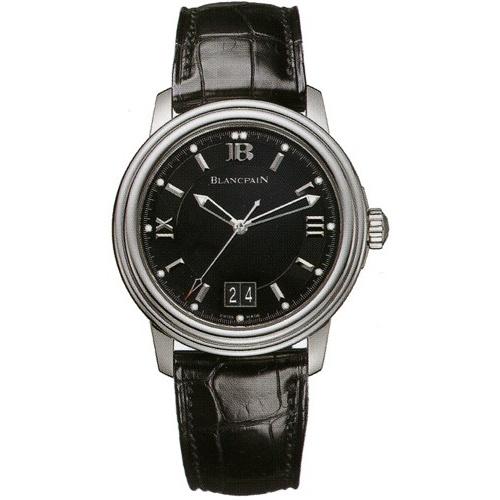 Blancpain Men's 2150-1130-53 Leman Black Leather Watch