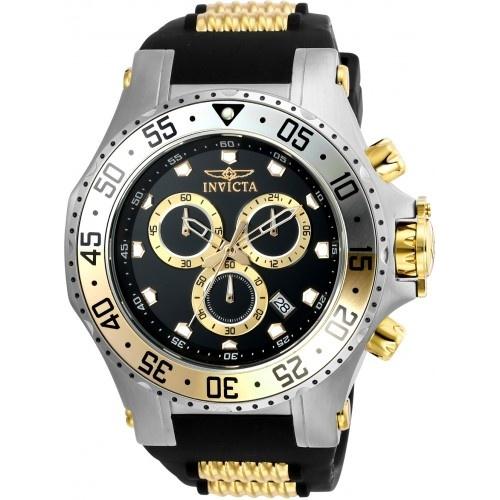 Invicta Men's 21832 Pro Diver Black and Gold-Tone Inserts Polyurethane and Stainless Steel Watch