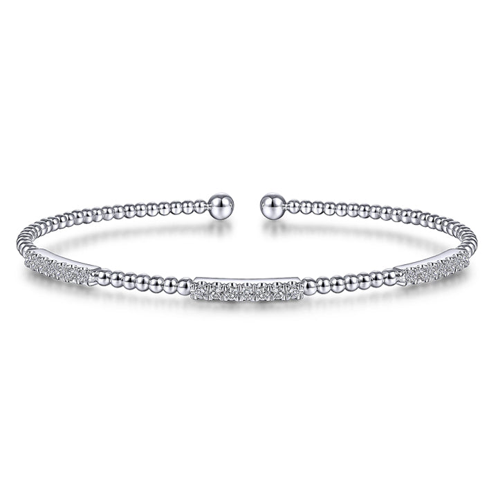 Gabriel & Co 14k White Gold Bujukan 3 Stations Diamond Cuff Bracelet- BG4217-65W45JJ