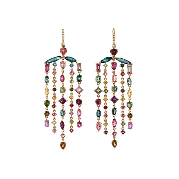 Eden Presley 14k Yellow Gold Mixed Tourmaline Fringe Earrings - 221056E