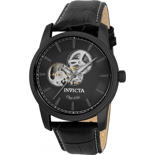 Invicta Men's 22619 Objet D Art Automatic Black Leather Watch