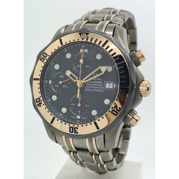 Omega Men's 2296.80.00 Seamaster Chrono Diver Chronograph Blue Leather Watch