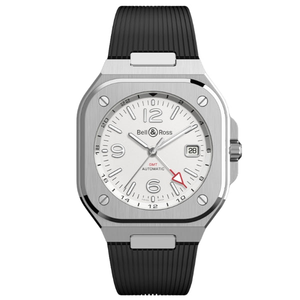 Bell & Ross BR-05 GMT White Steel on Rubber - BR05G-SI-ST/SRB