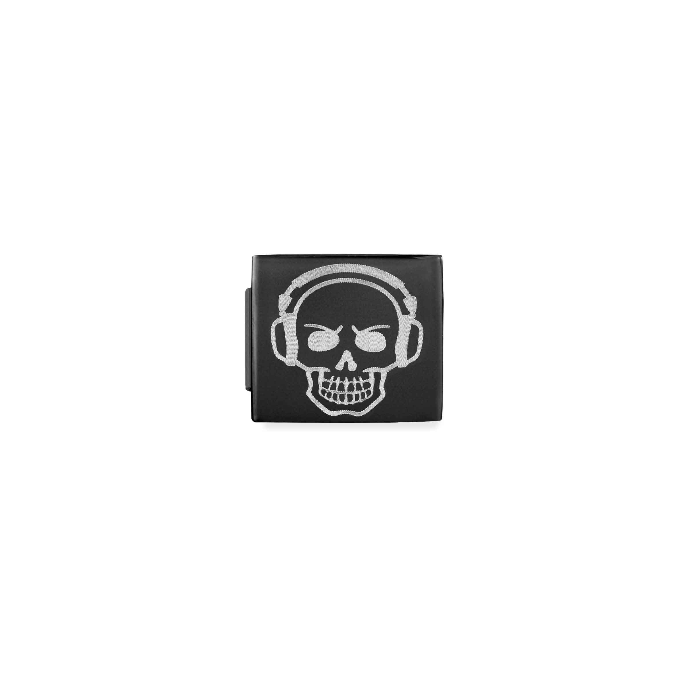 Composable GLAM Black PVD Link with Skull with Headphones