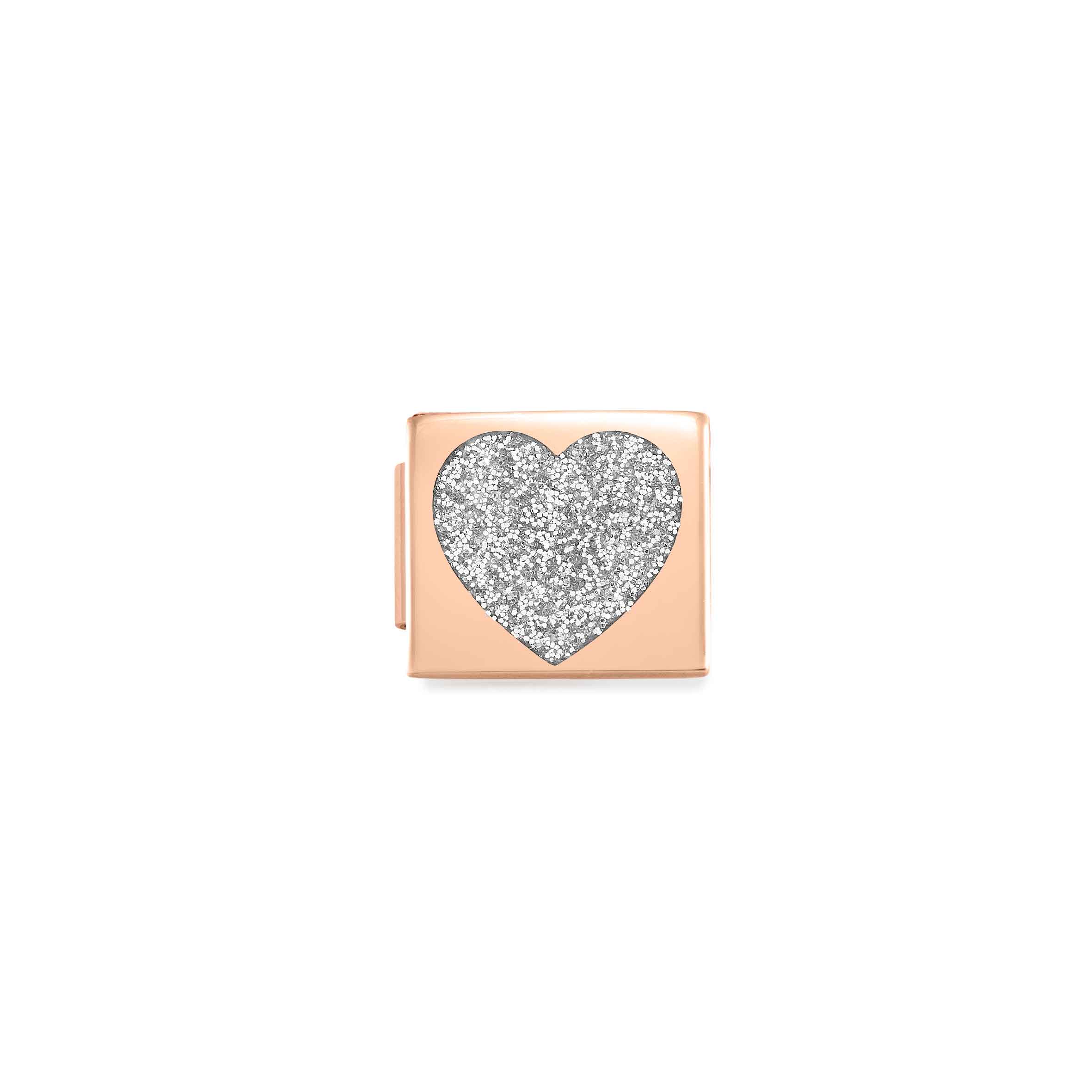 Composable GLAM Link Heart Glitter, Rose finish