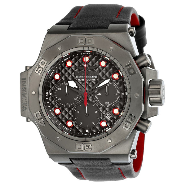 Invicta Men's 23105 Akula Reserve Black and Red Leather Watch