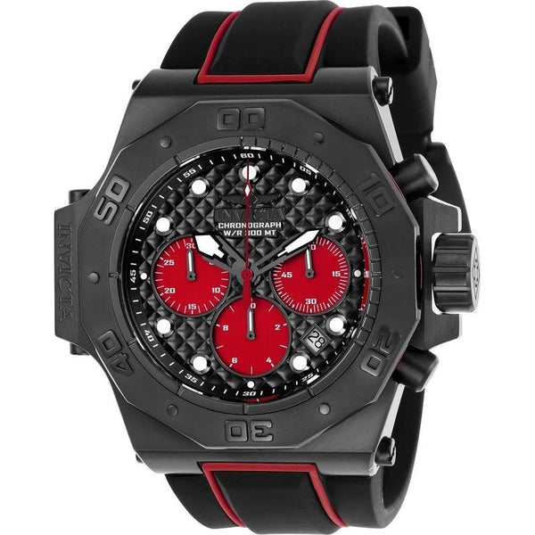 Invicta Men's 23107 Akula Reserve Black and Red Leather Watch
