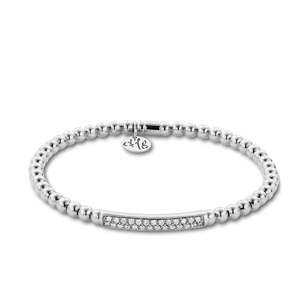 18K WHITE GOLD DIAMOND BAR STRETCH BRACELET .14CT