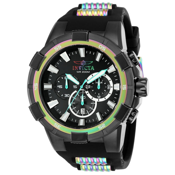 Invicta Men's 23691 Aviator Black and Silver Polyurethane and Stainless Steel Watch