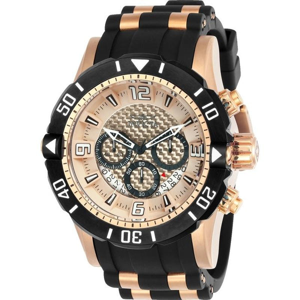 Invicta Men's 23708 Scuba Black and Rose-Tone Polyurethane and Stainless Steel Watch