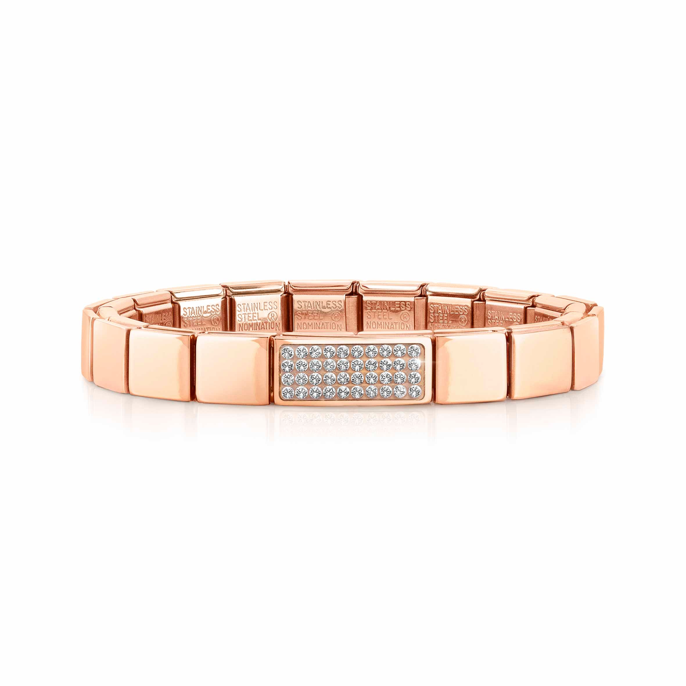 Composable GLAM Rose bracelet, Double Pavé White