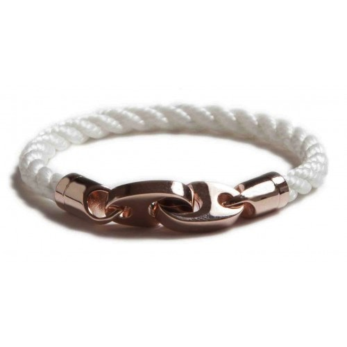 The Lure Single Wrap Rope Bracelet (Bright White) Rose Gold