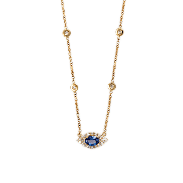 Jacquie Aiche 14K Yellow Gold Tanzanite & Diamond Evil Eye Necklace - 2202124