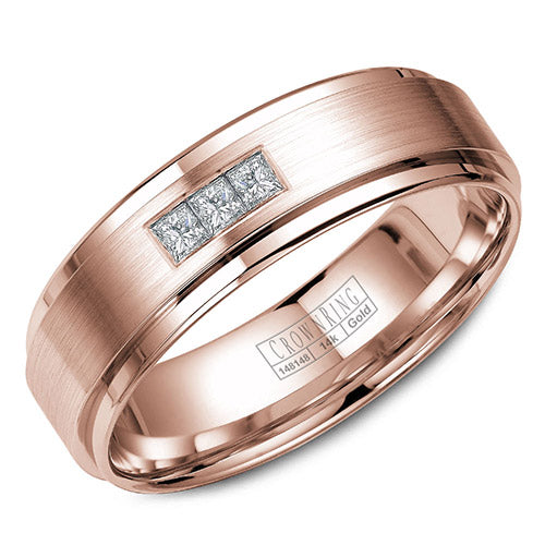 Crown Ring 14k Rose Gold Wedding Band - WB-7973-S10