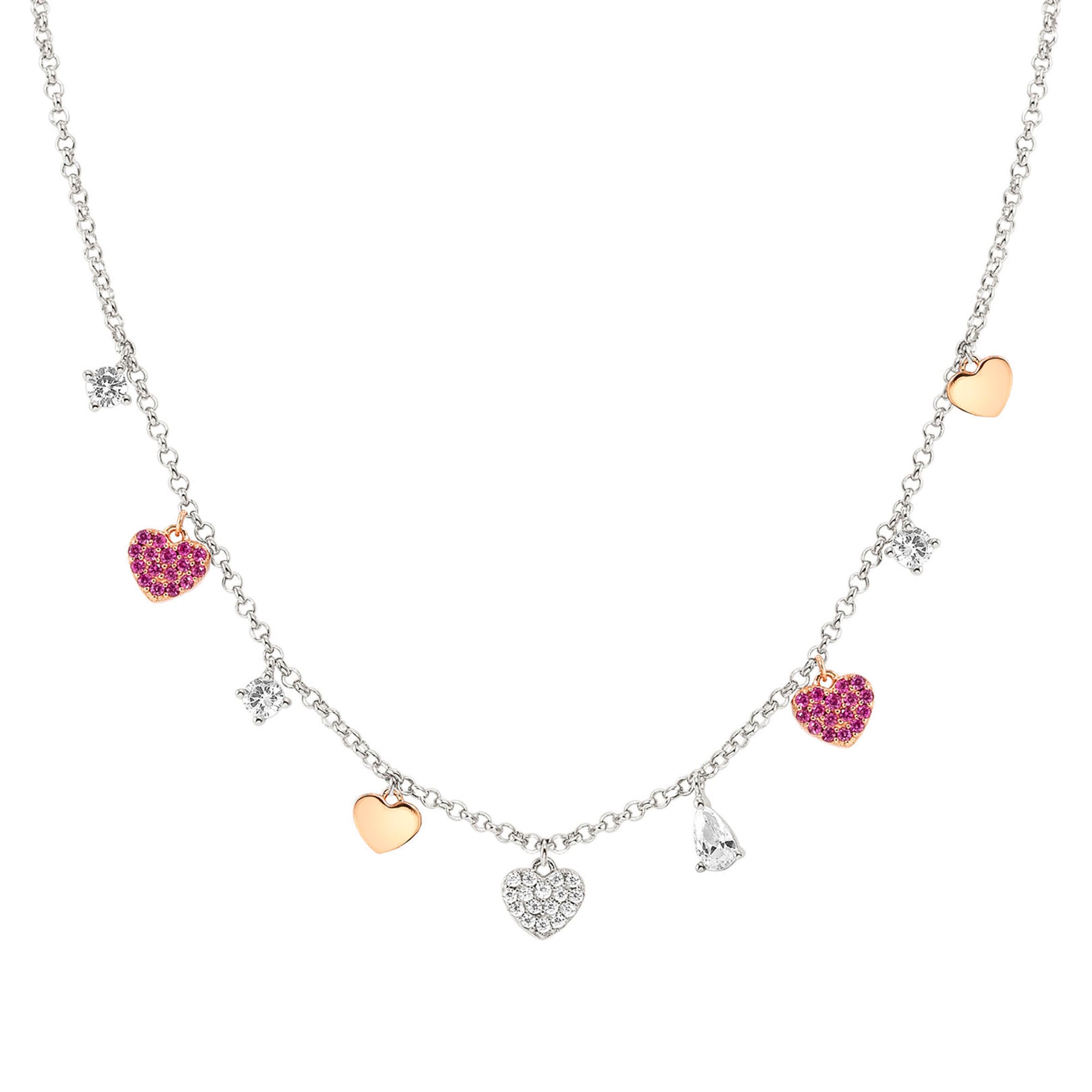 Lucentissima necklace, Mix pendents, Heart, CZ