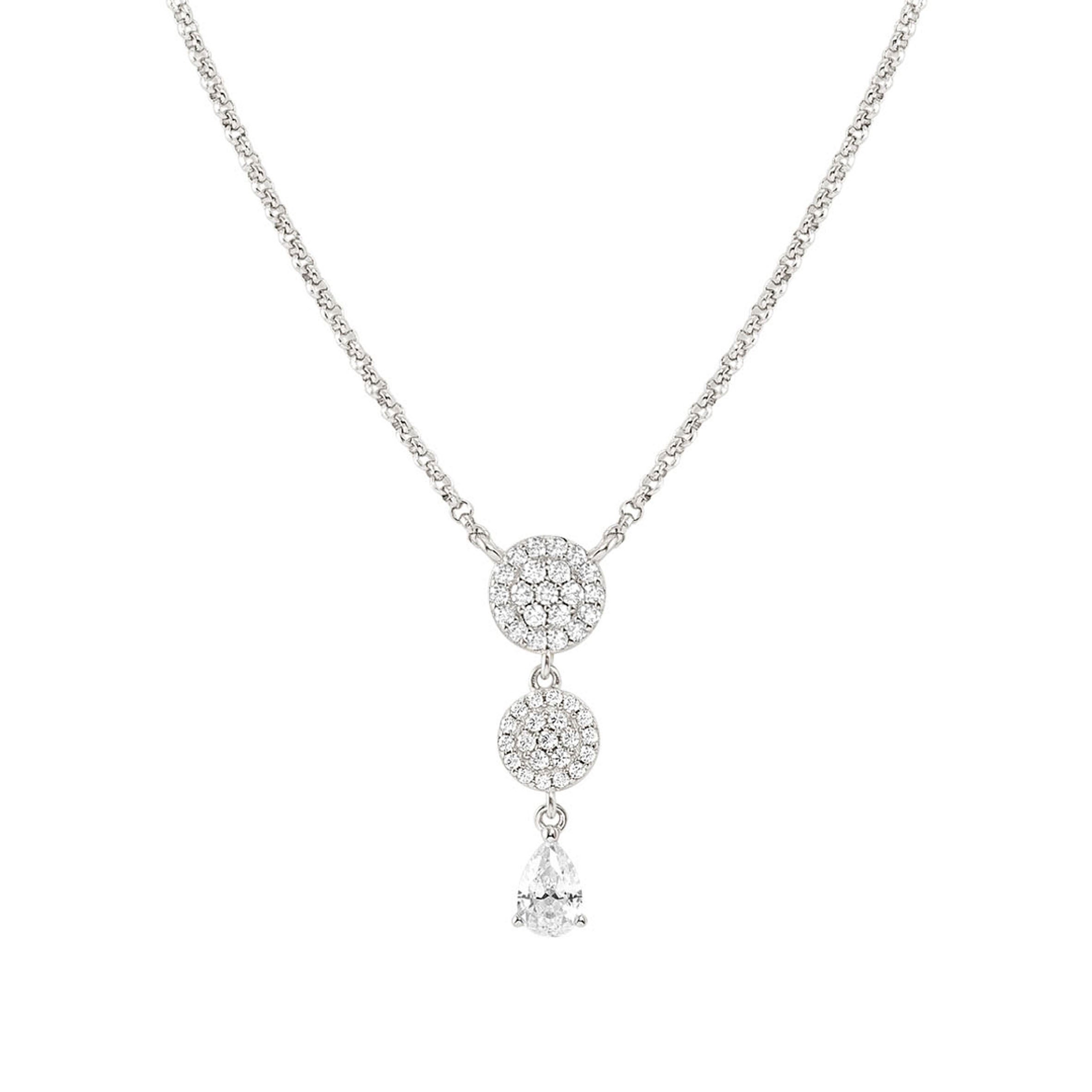 Lucentissima Circle necklace, pear-shape white CZ