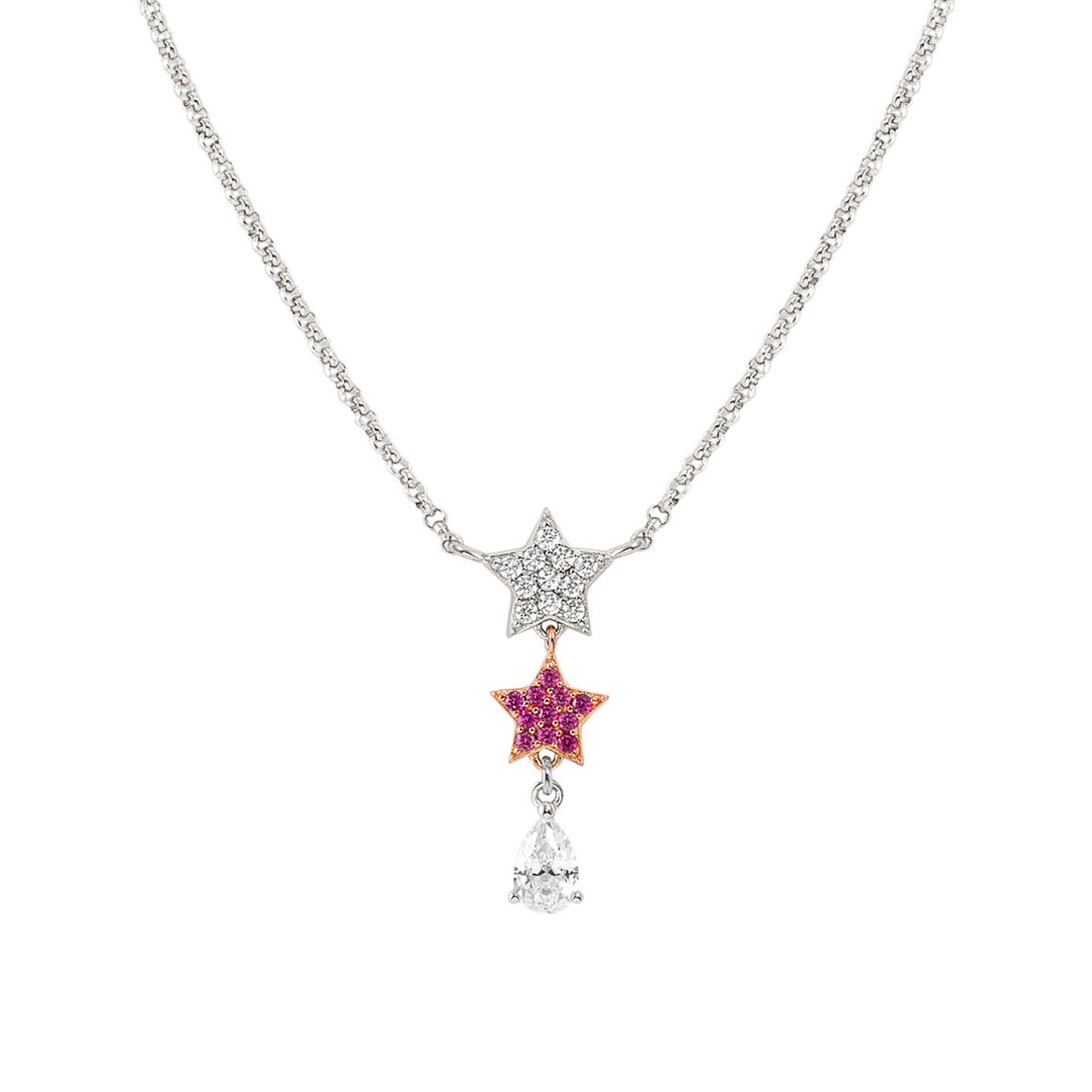 Lucentissima Star necklace, pear-shape white CZ