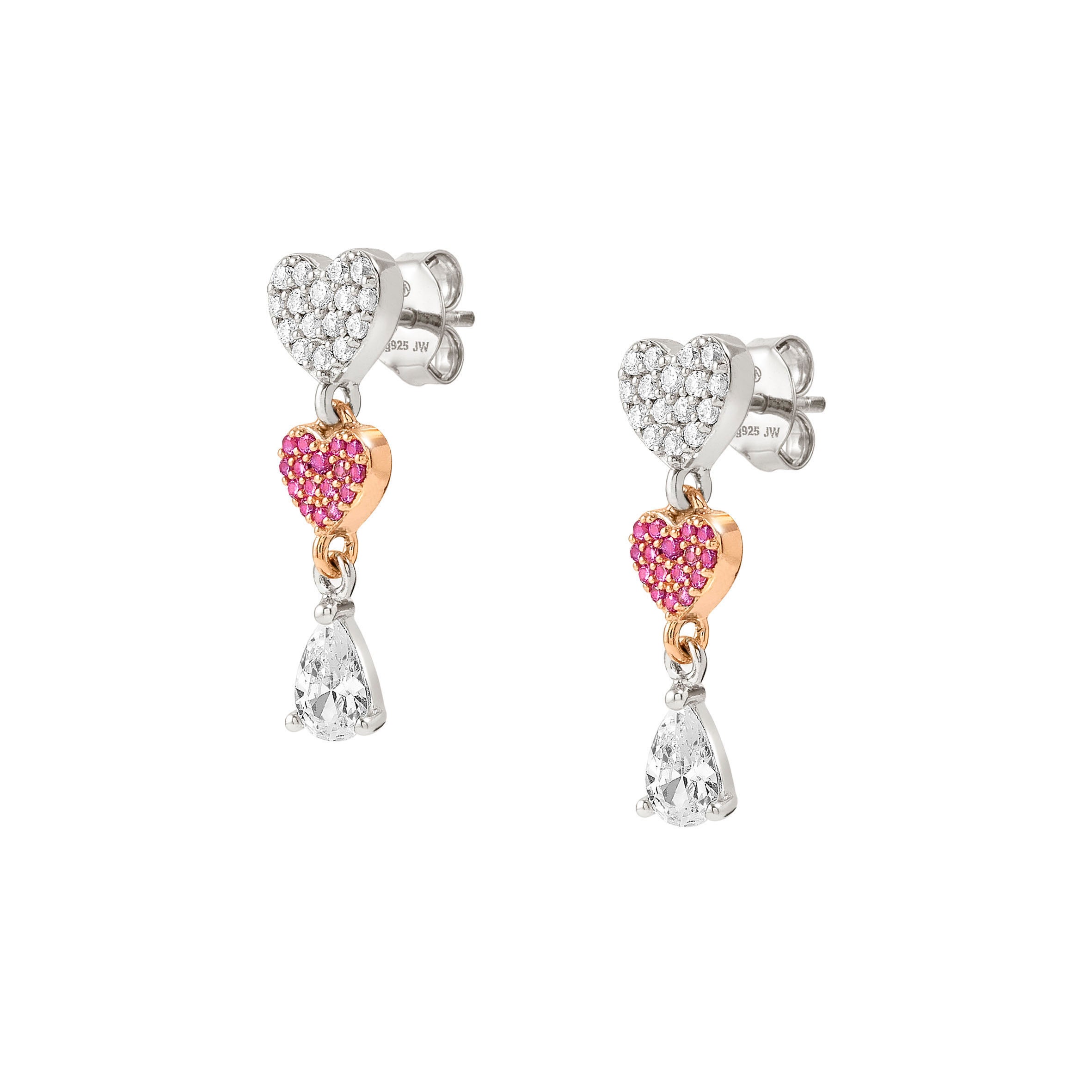 Lucentissima Heart drop earrings, Cubic Zirconia