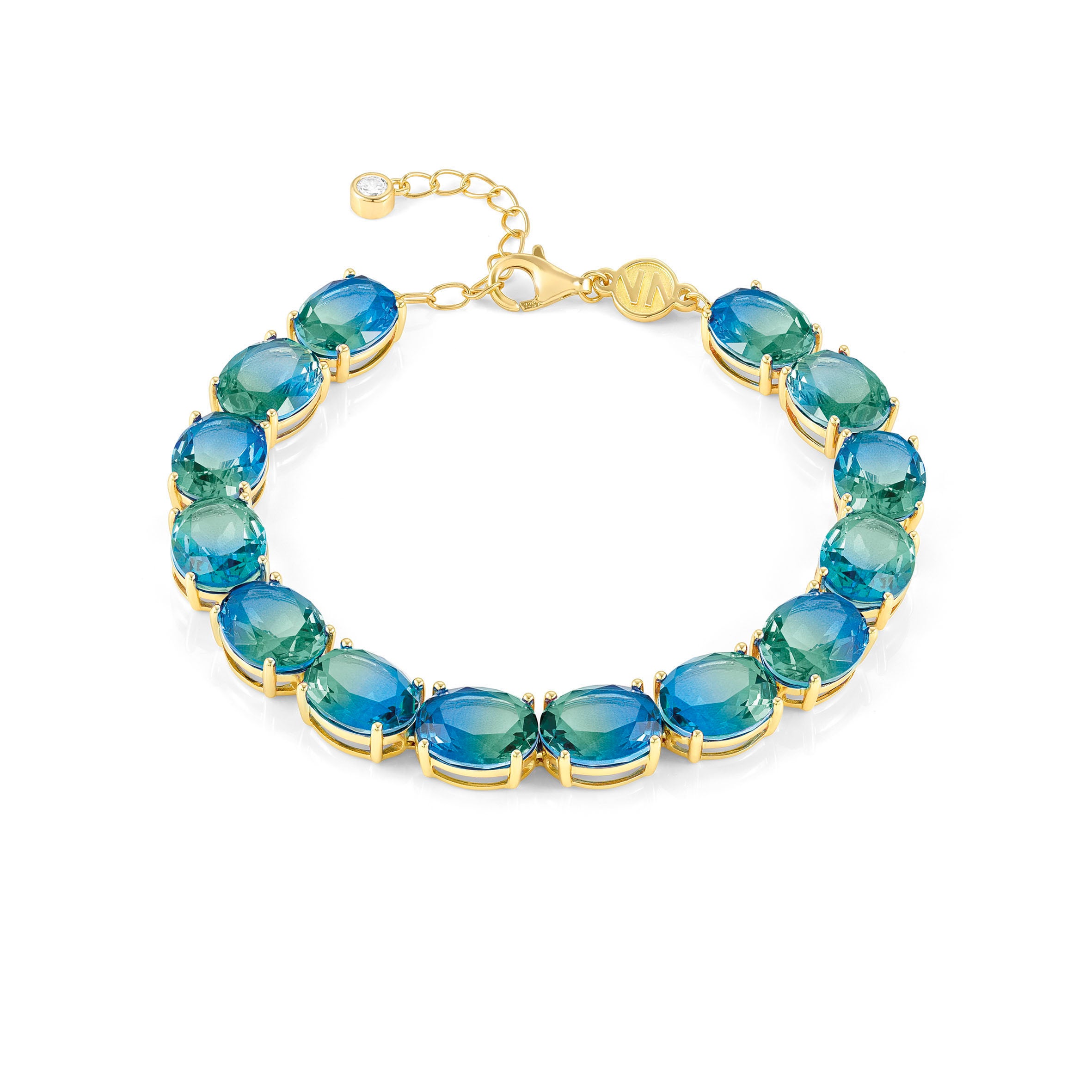 Symbiosi bracelet,2-tone Light Blue-Green stones