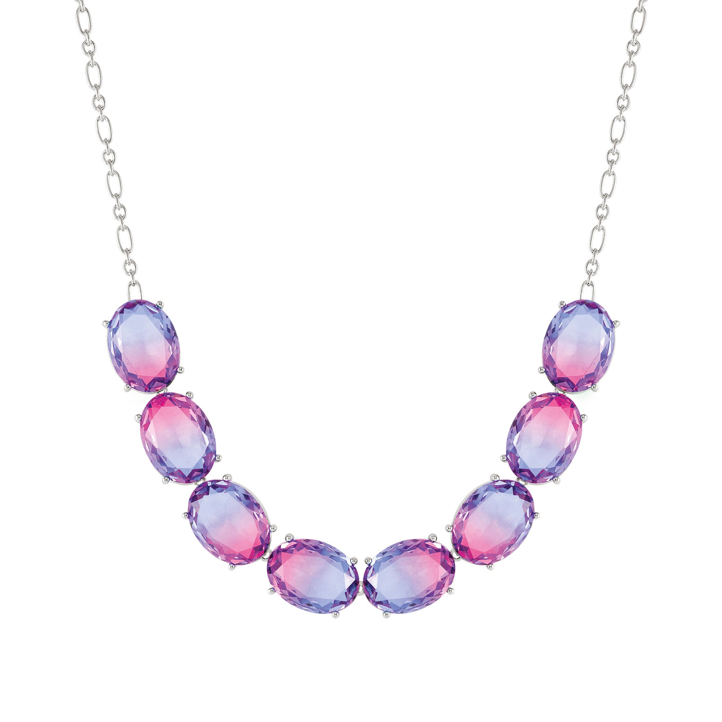 Symbiosi necklace,large 2-tone Pink-Purple stones