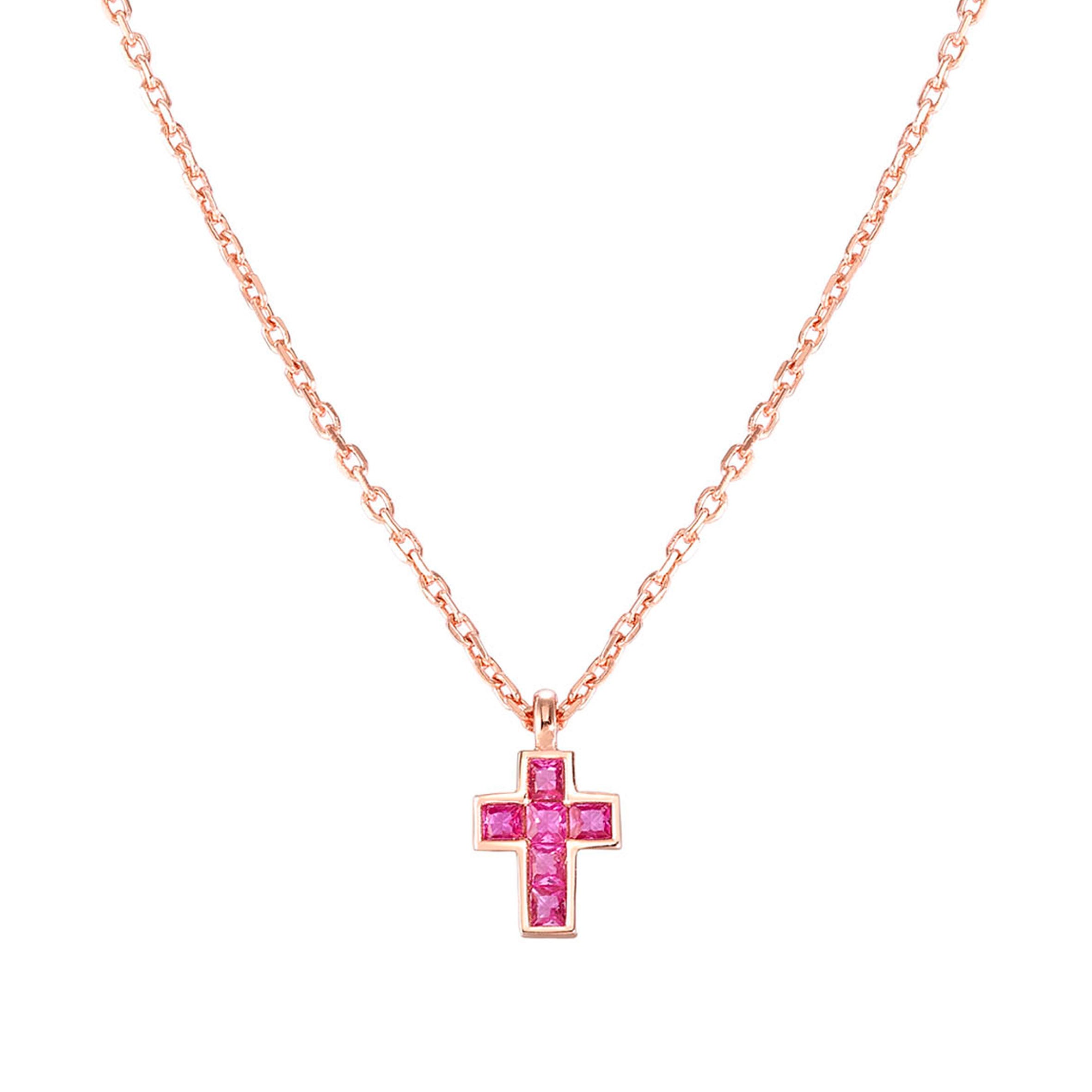 Carismatica necklace,small rosegold Cross,stones