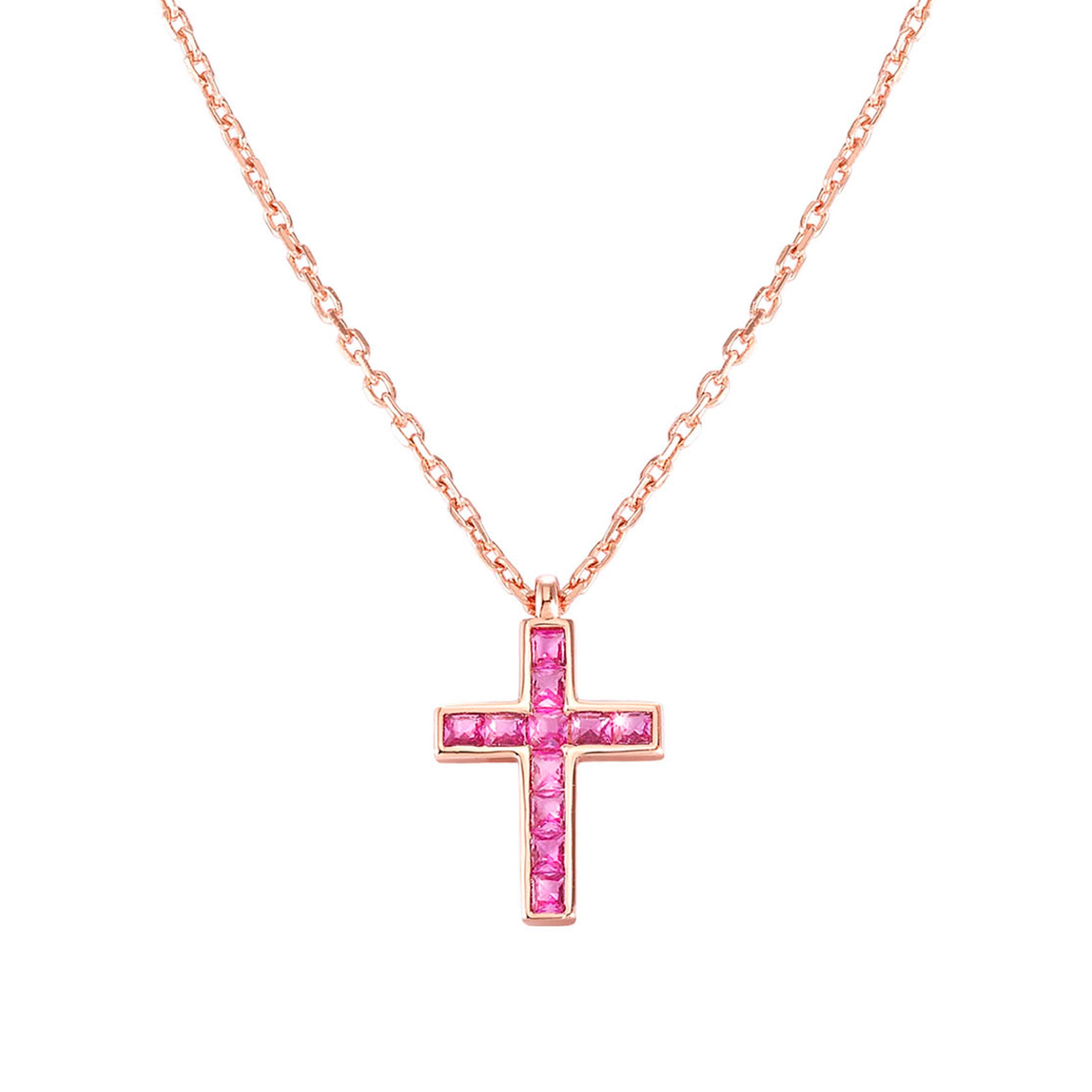 Carismatica necklace, Cross and Pink CZ