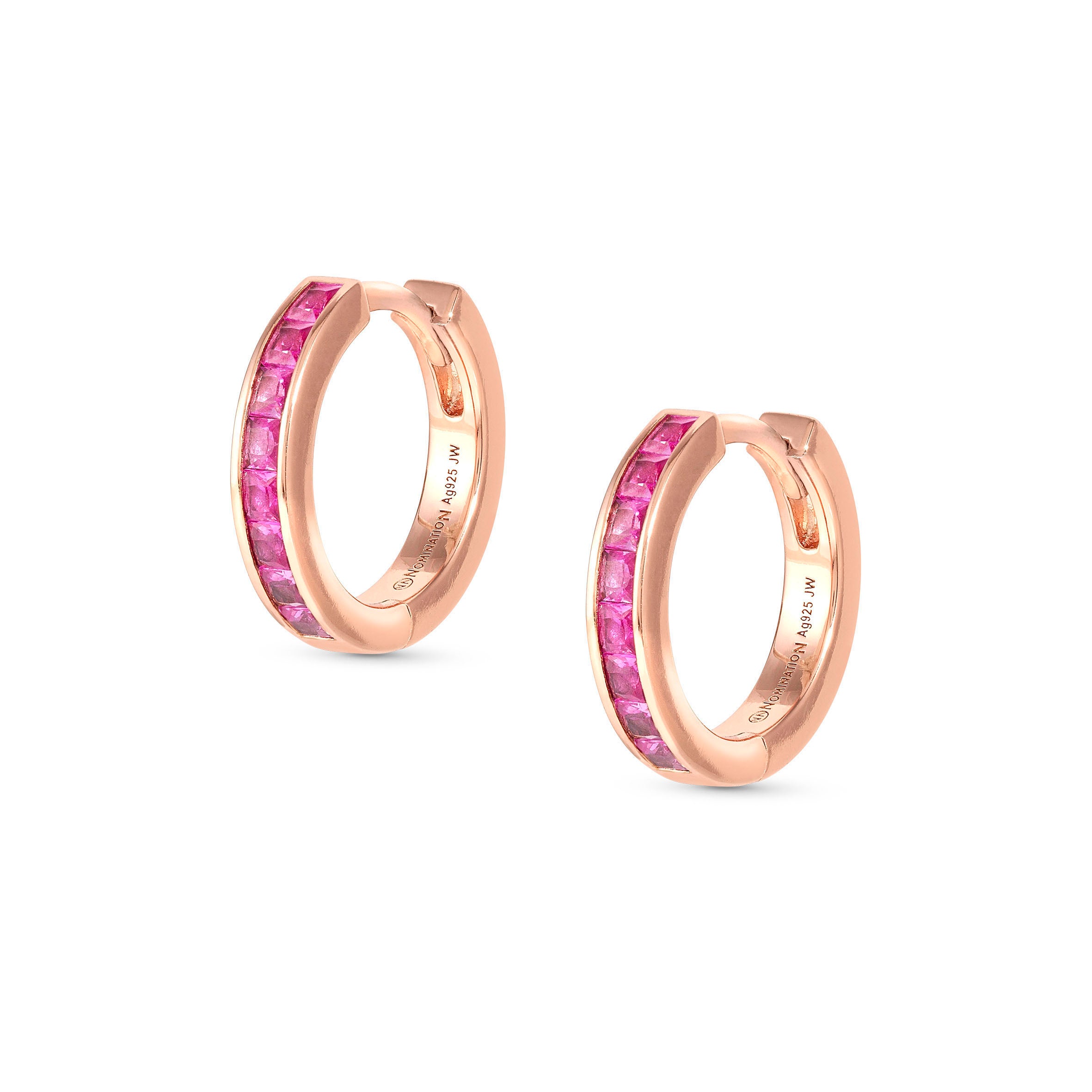 Carismatica earrings, rose gold and Pink CZ