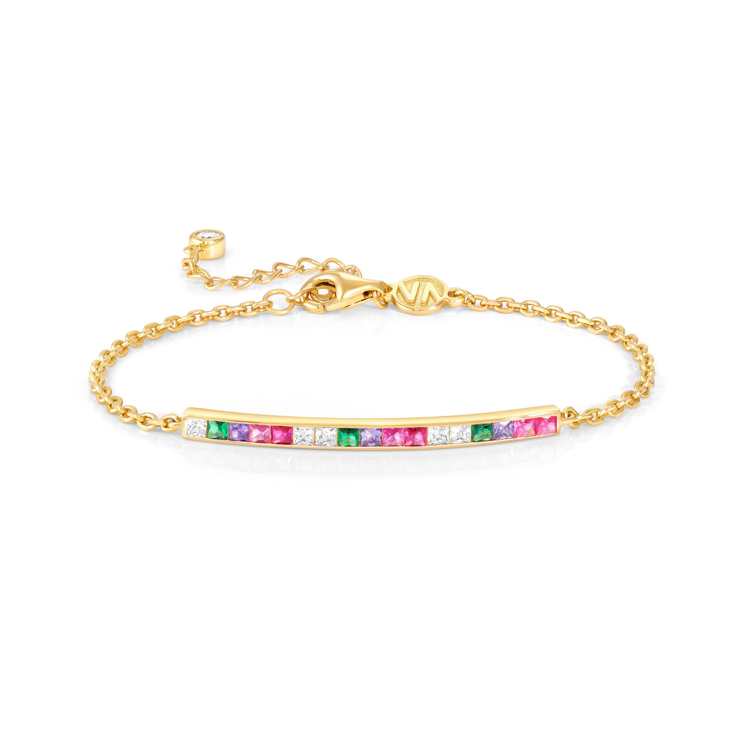 Carismatica gold bracelet, Bar, coloured CZ