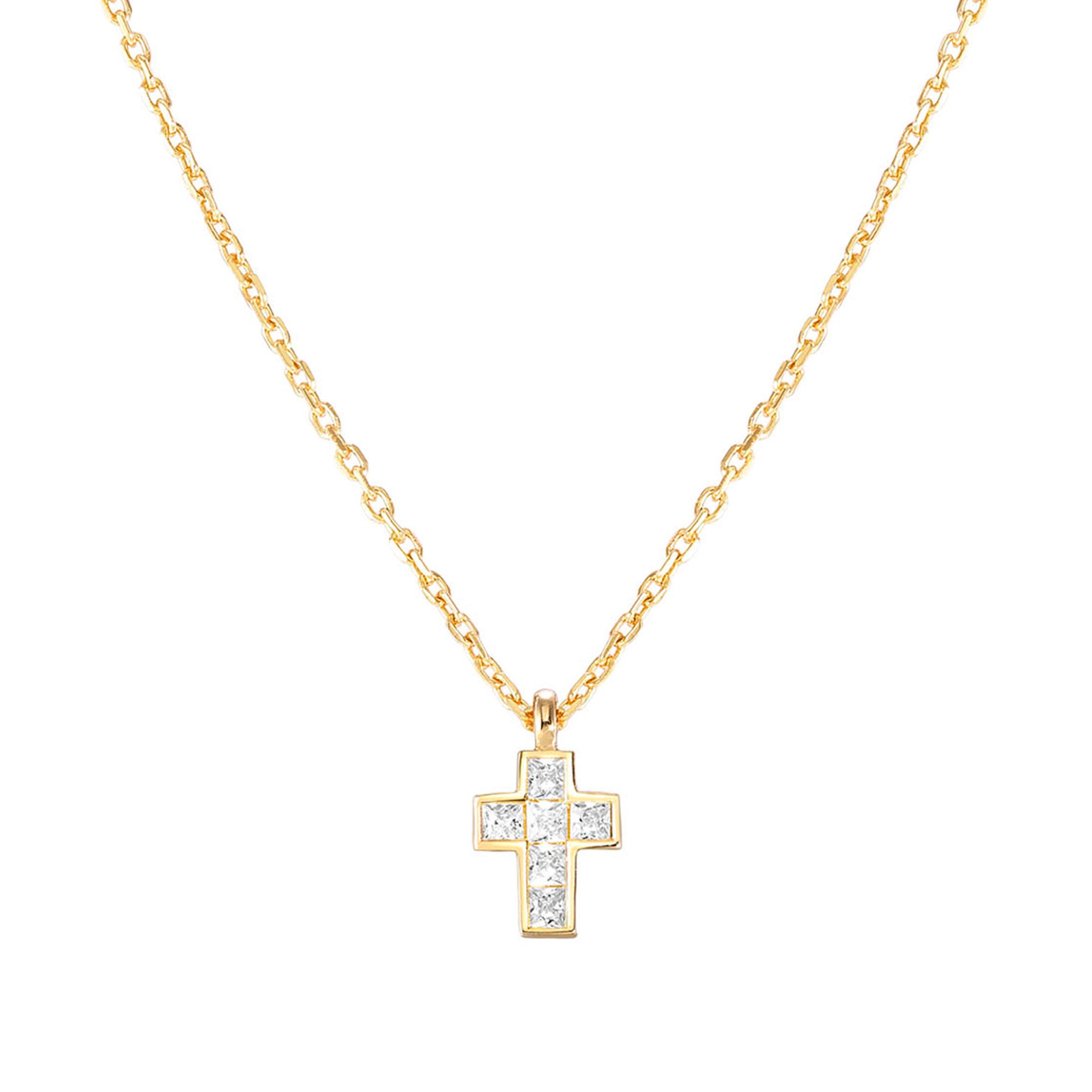 Carismatica necklace, gold small Cross,stones