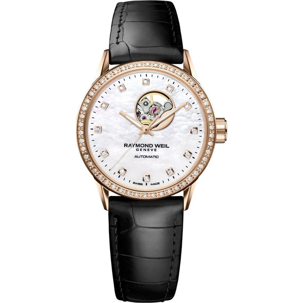 Raymond Weil Women's 2410-C5S-97085 Freelancer Diamond Automatic Black Leather Watch
