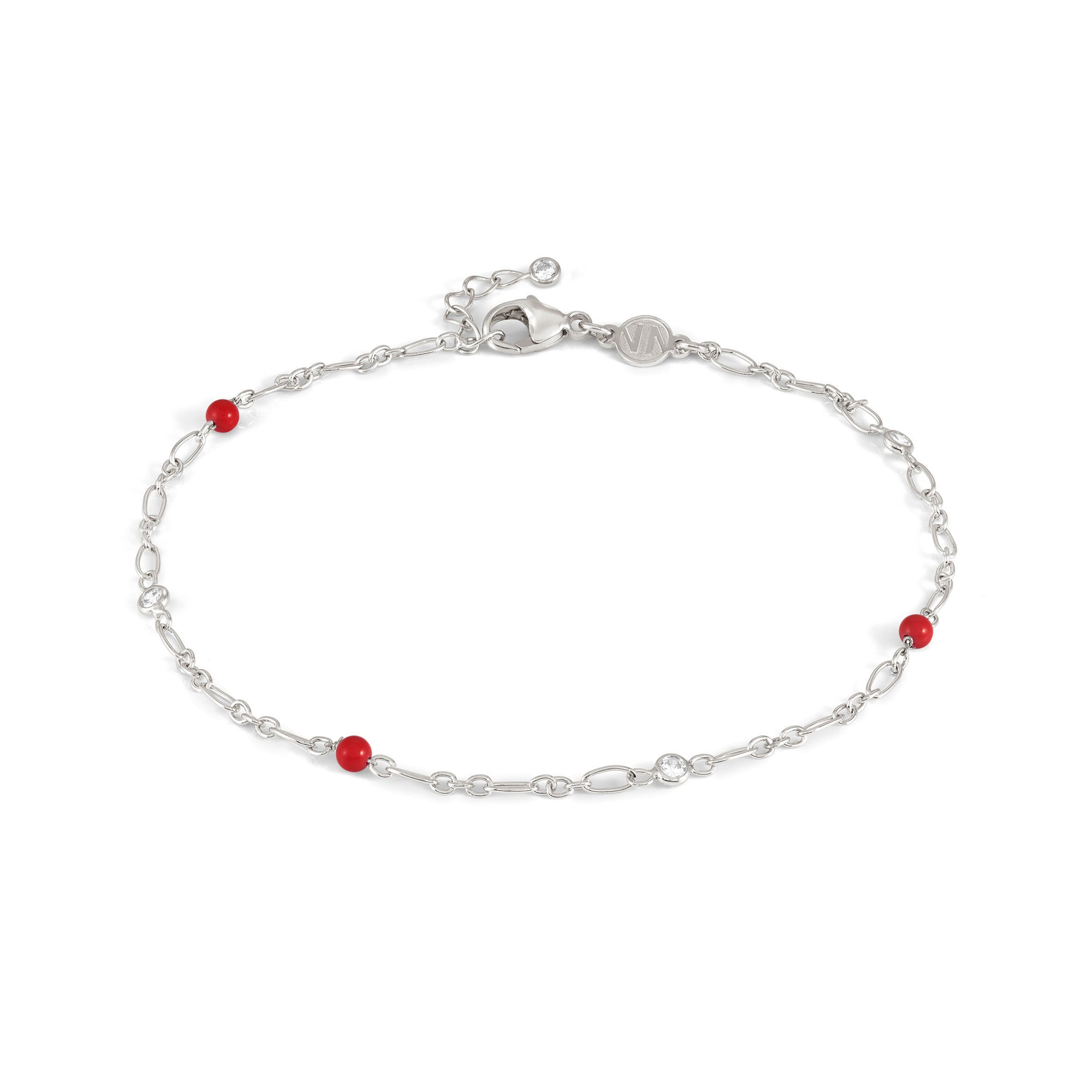 Sterling silver Anklet with Coral stones