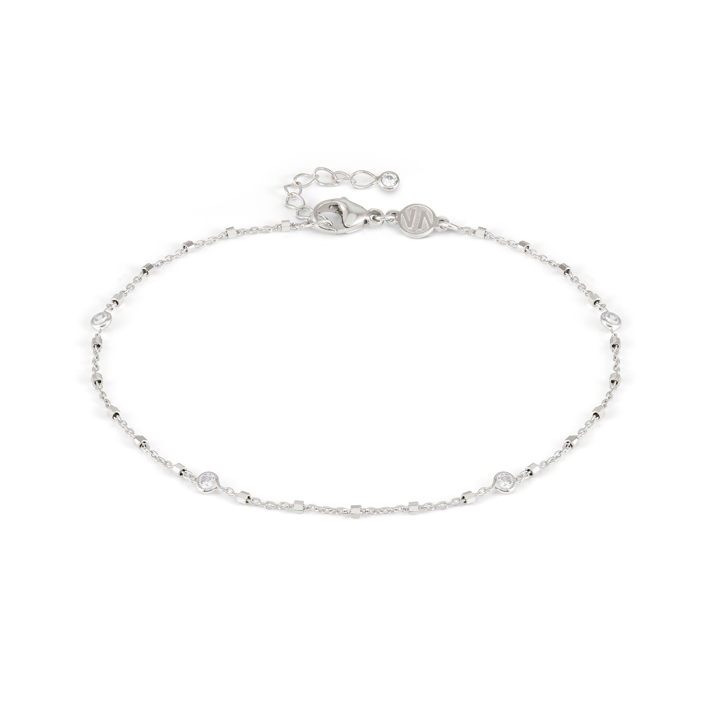 Sterling silver Anklet with Round-cut CZ