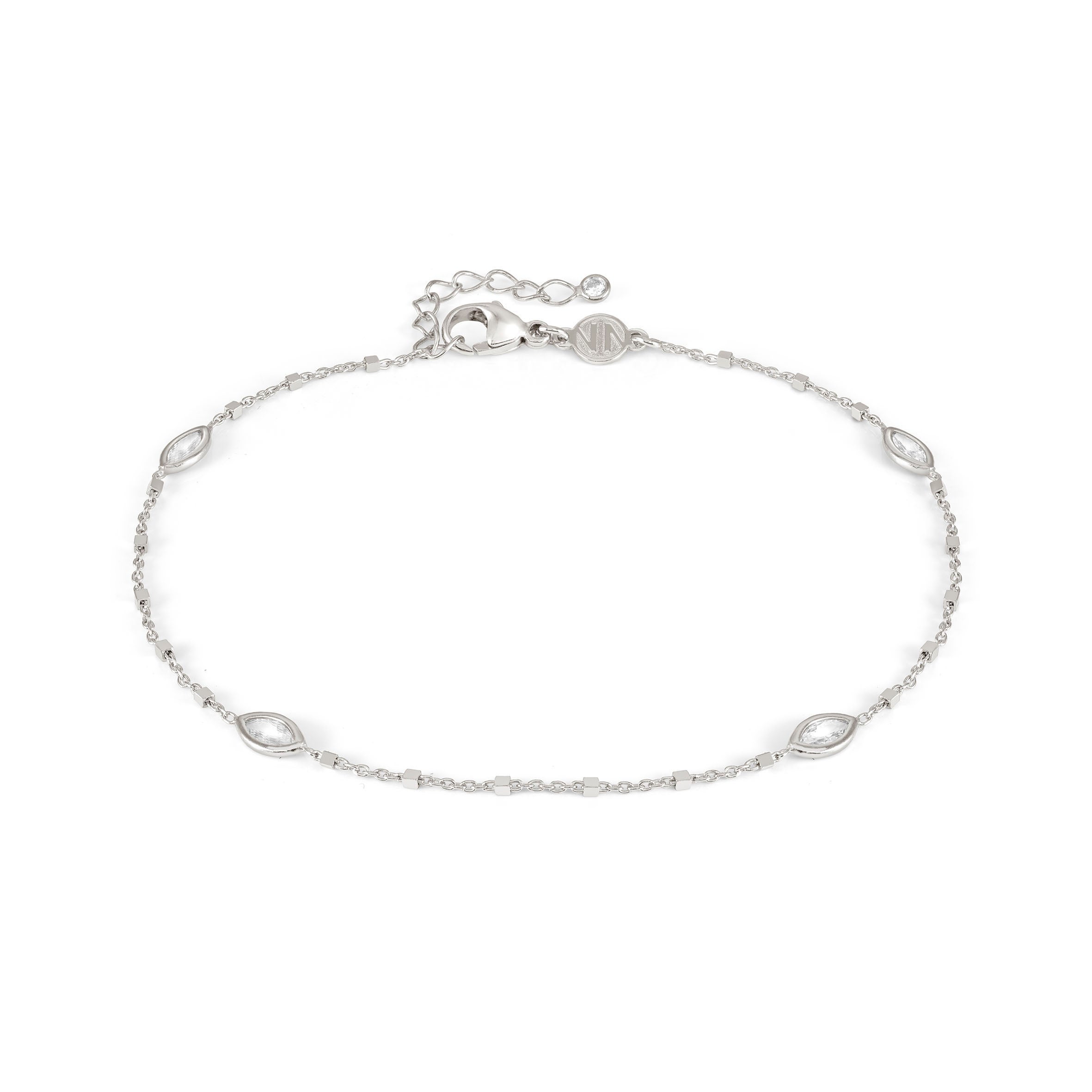 Sterling silver Anklet and Marquise-cut CZ