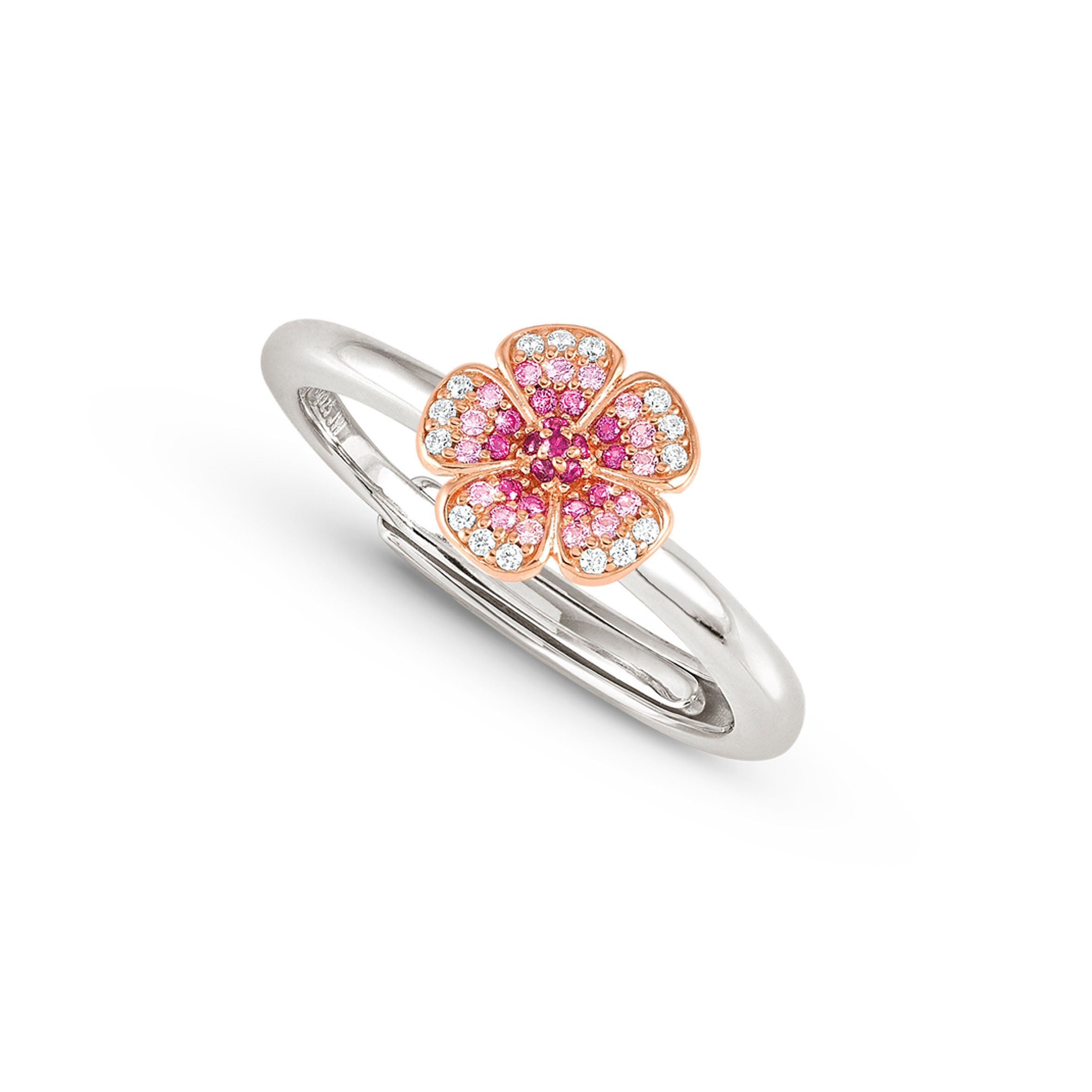 Crysalis ring, small Flower with Cubic Zirconia