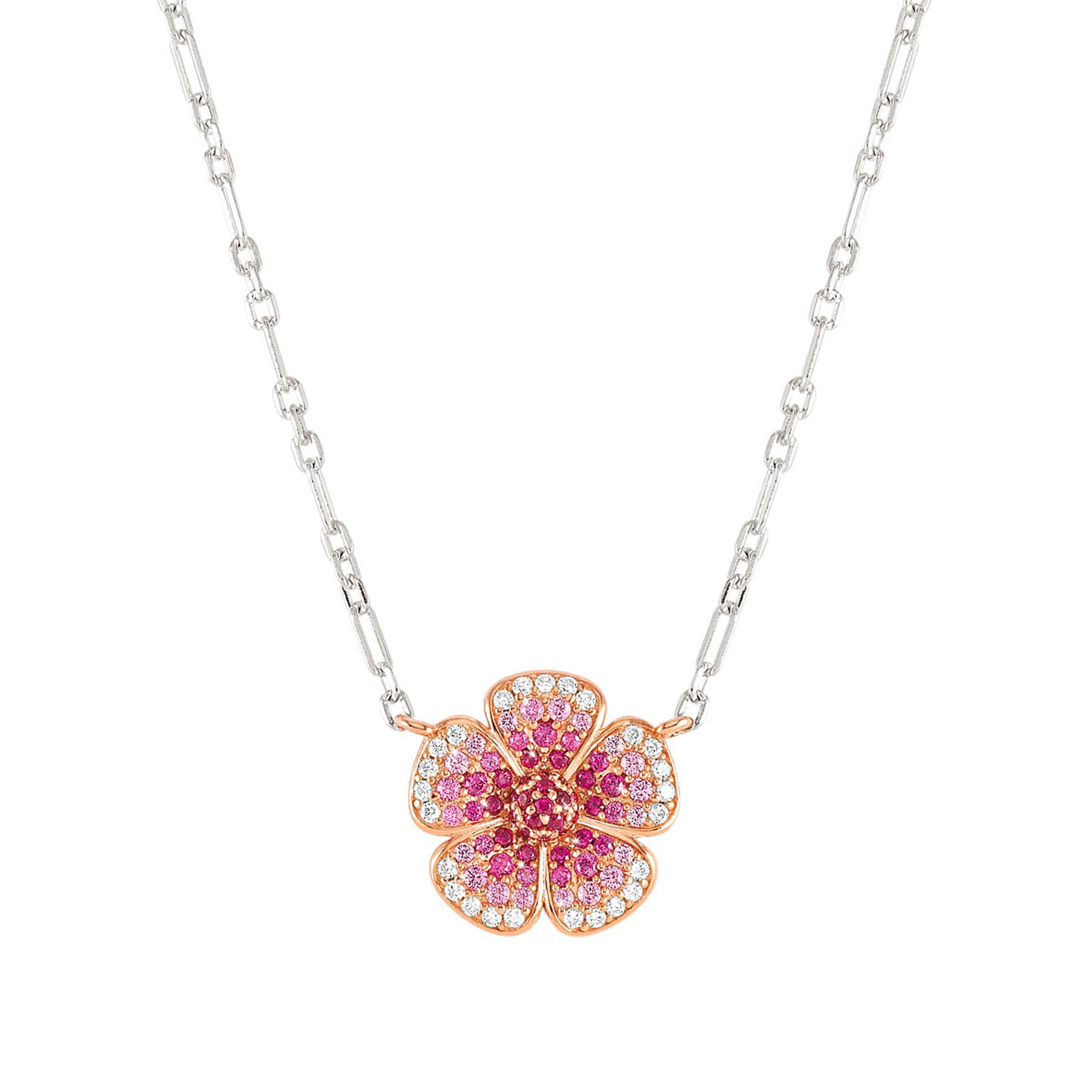 Crysalis necklace, Flower with Cubic Zirconia