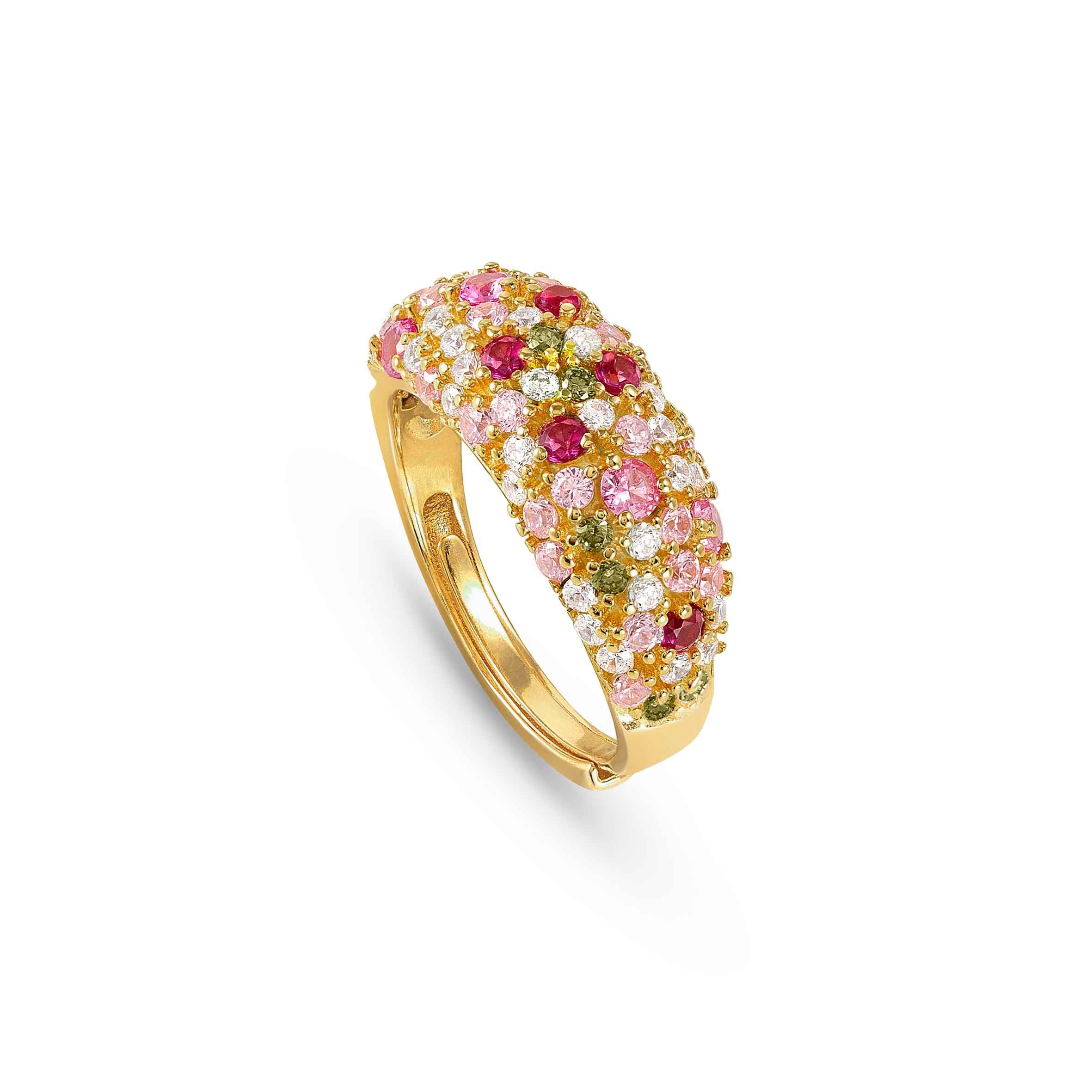 Mosaica ring, 50 coloured CZ