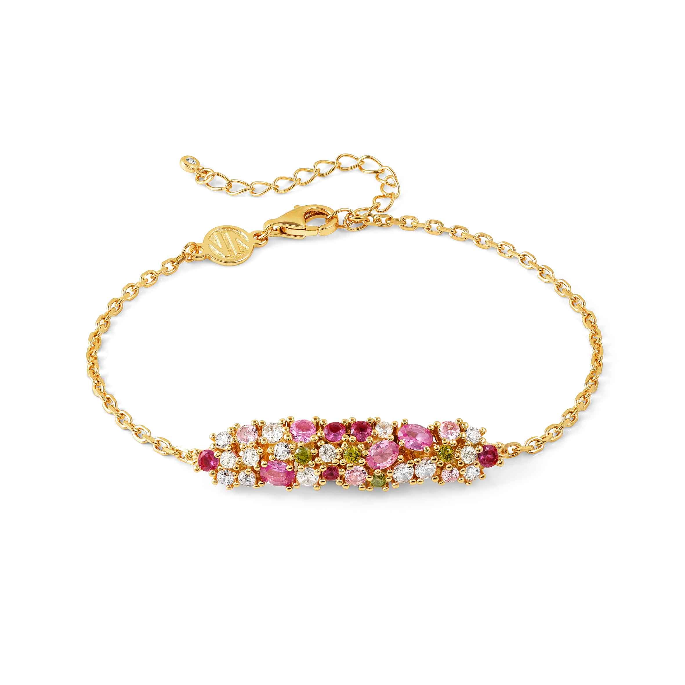 Mosaica Plaque bracelet, 51 coloured CZ