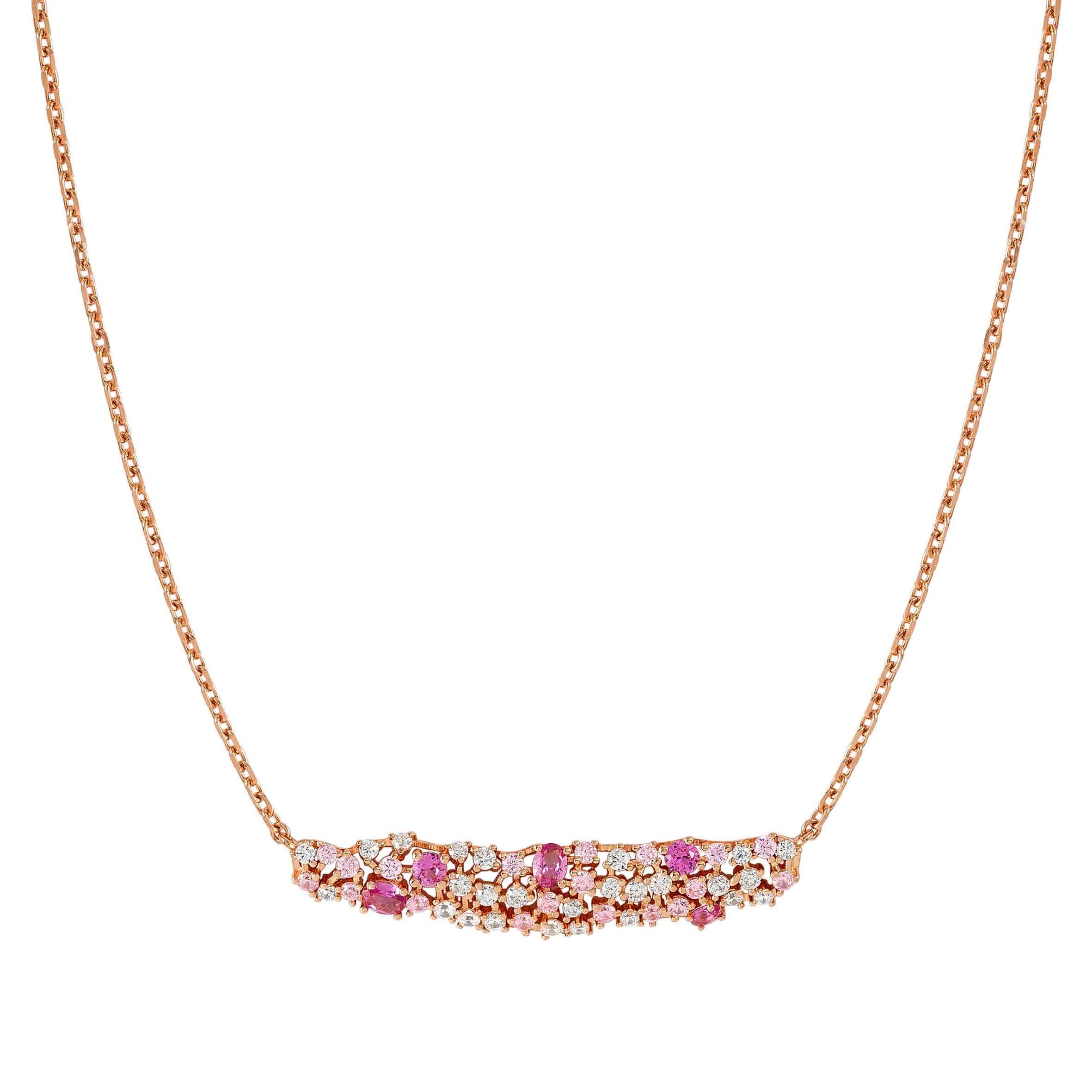 Mosaica necklace, Plaque pendant, coloured CZ