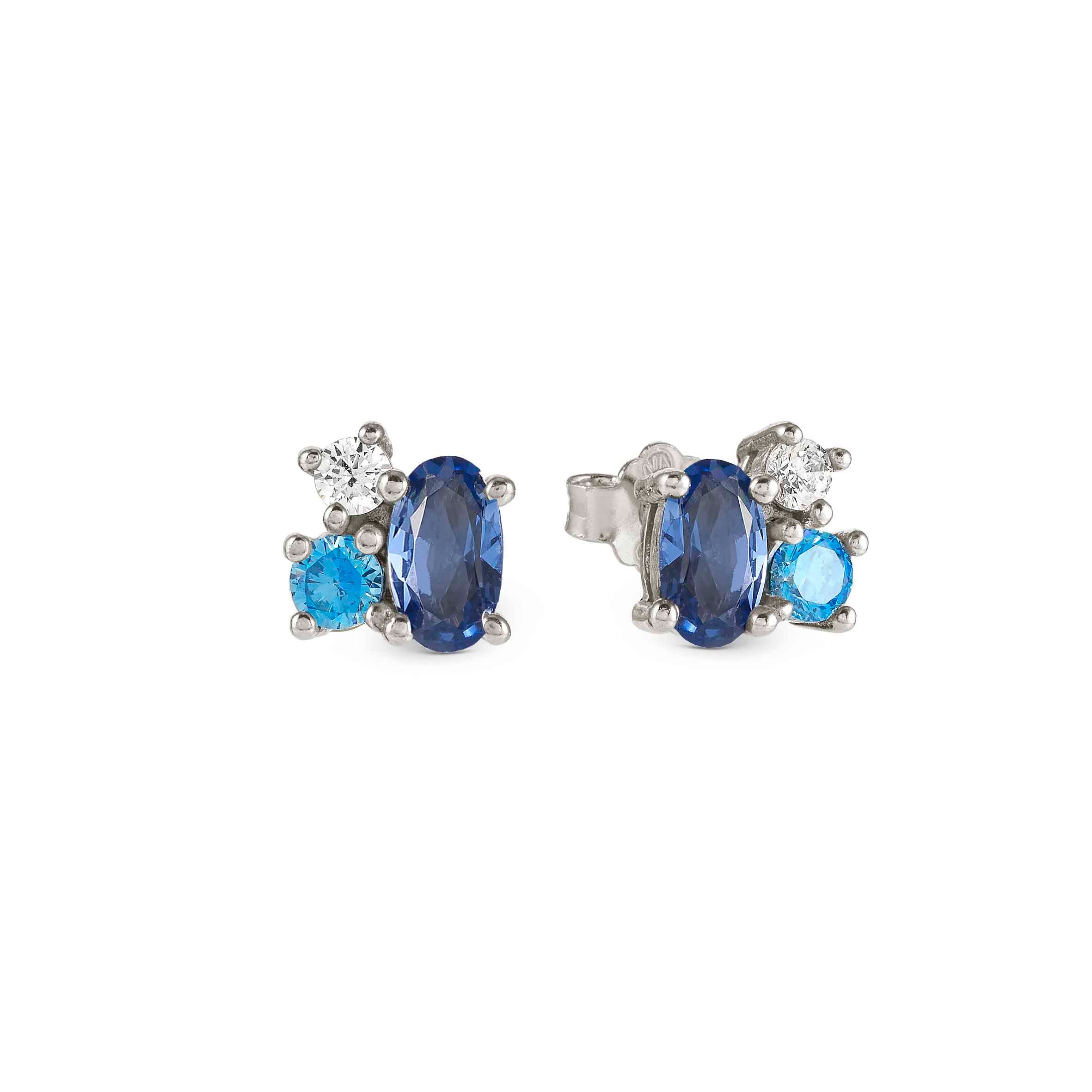 Mosaica earrings, 3 coloured CZ