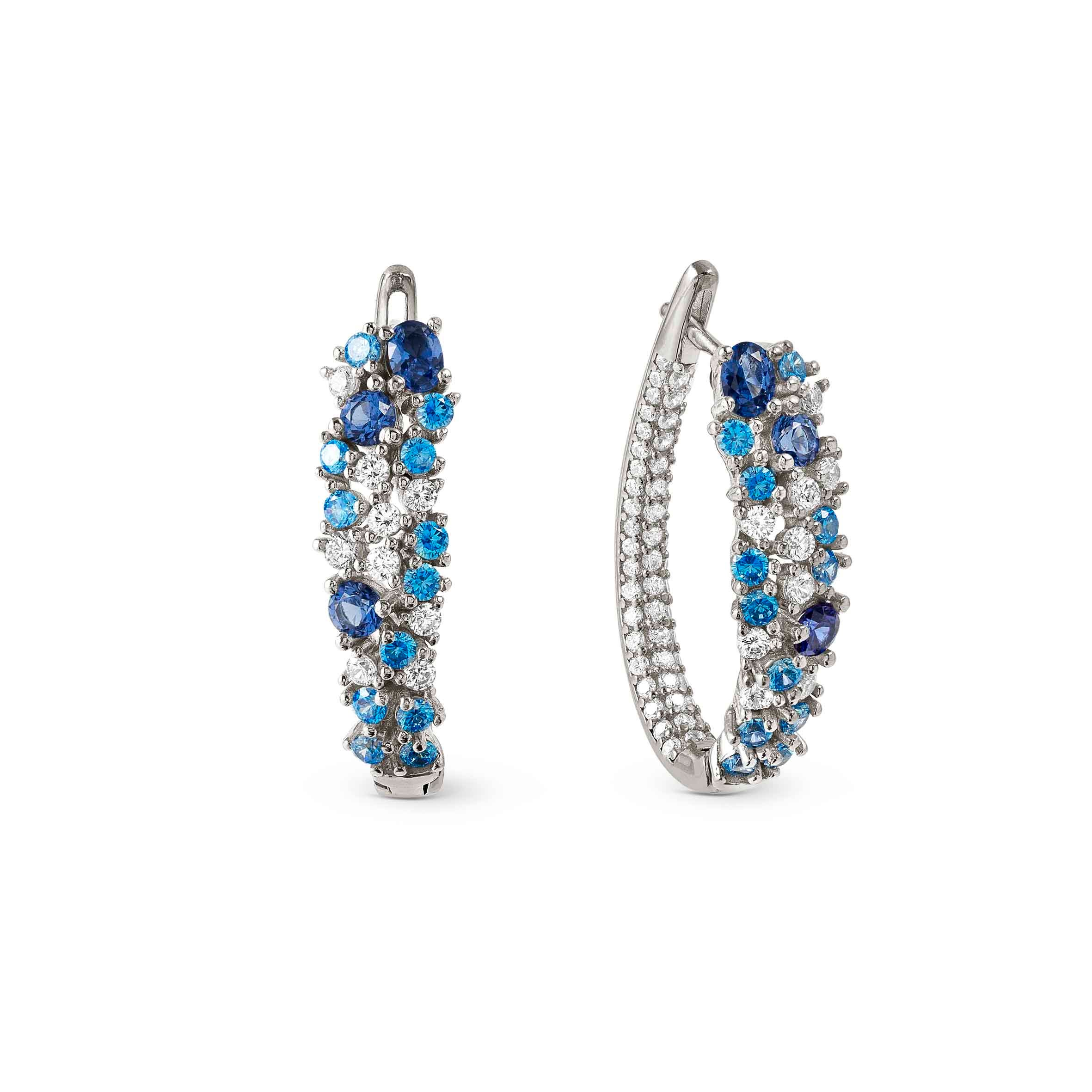 Sterling silver Mosaica earrings, 81 coloured CZ