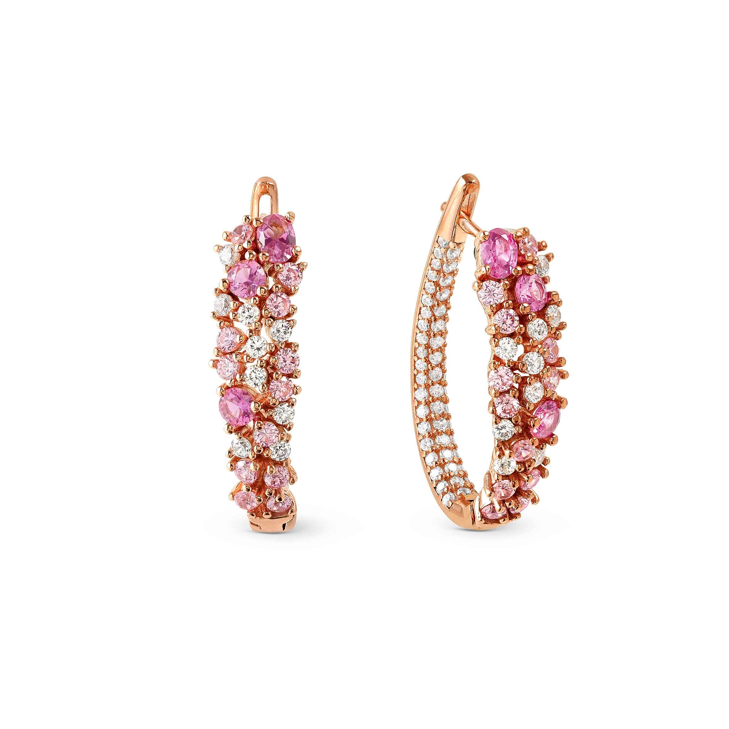 Mosaica rose gold earrings, 81 coloured CZ