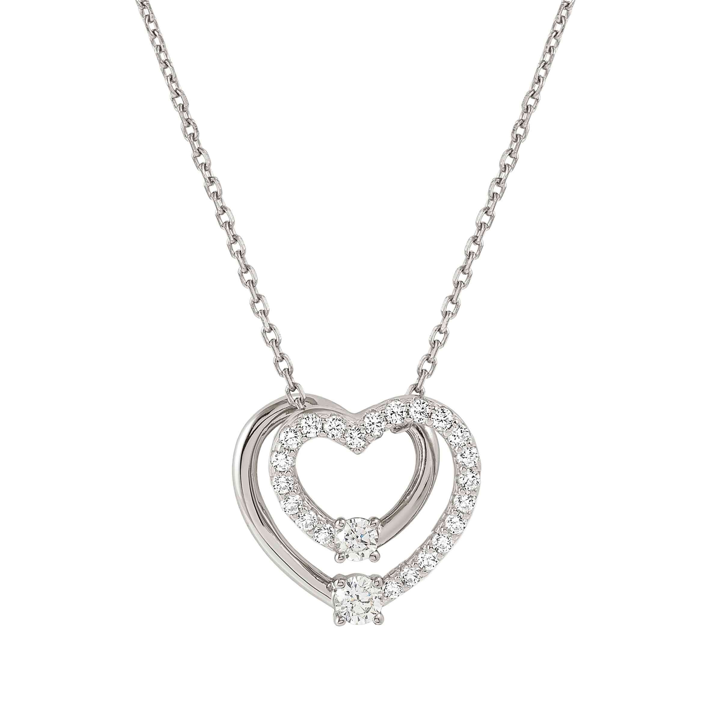 Silver CosmicLove necklace, Heart and CZ